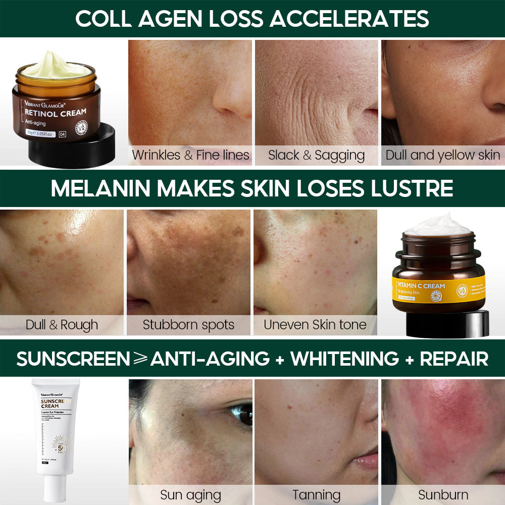 Anti-Aging Sunblock Set - Retinol Cream, Vitamin C Serum & Sunscreen - 3 Piece Bwetinde B Enterprises