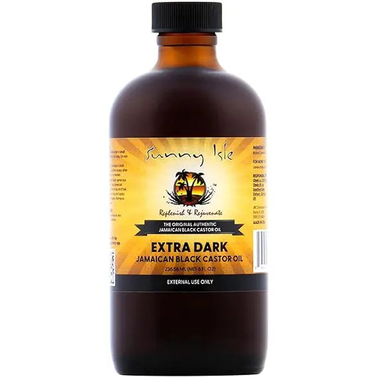 Sunny Isle Extra Dark Jamaican Black Castor Oil, 8 fl. oz. | 100% Natural High Potency Treatment for Hair, Scalp Bwetinde B Enterprises
