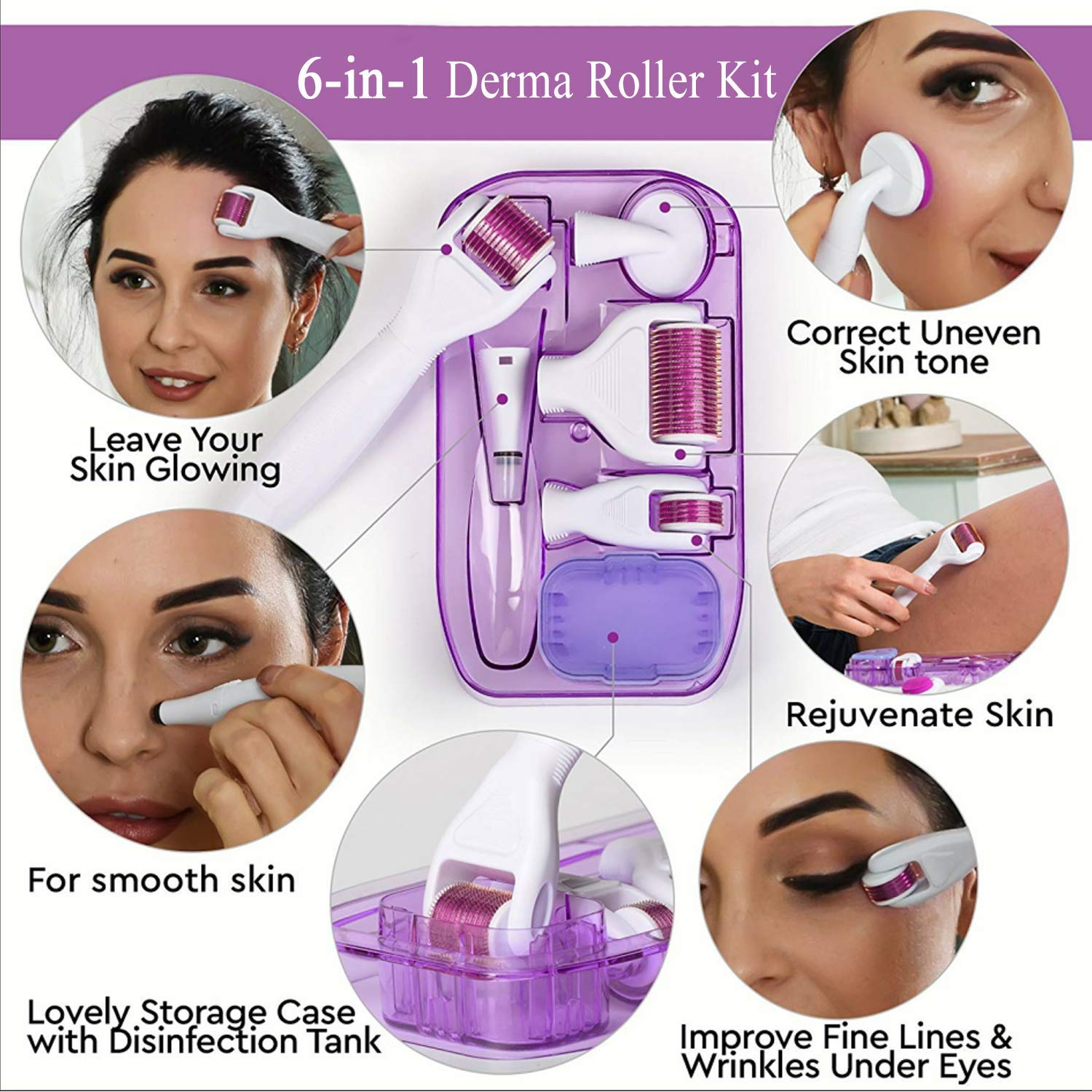 6-in-1 Derma Roller Kit - Titanium Microneedling for Face & Body Bwetinde B Enterprises