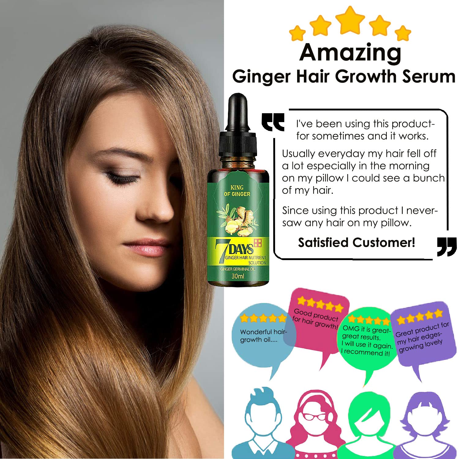 7 Day Hair Growth Treatment 30ml - Ginger Serum for Hair Loss Bwetinde B Enterprises