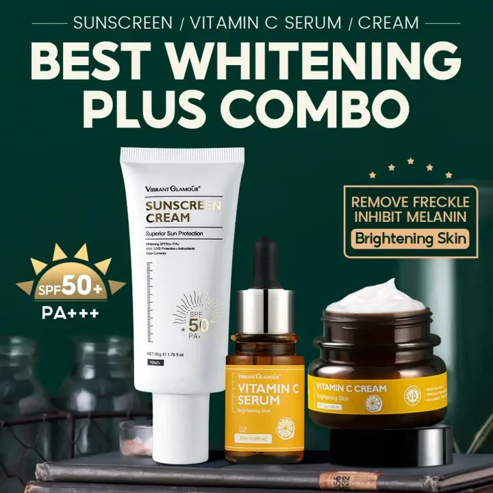 Vitamin C Skincare Set - Serum, Cream & SPF50+ Sunscreen - 3 Piece Combo Bwetinde B Enterprises