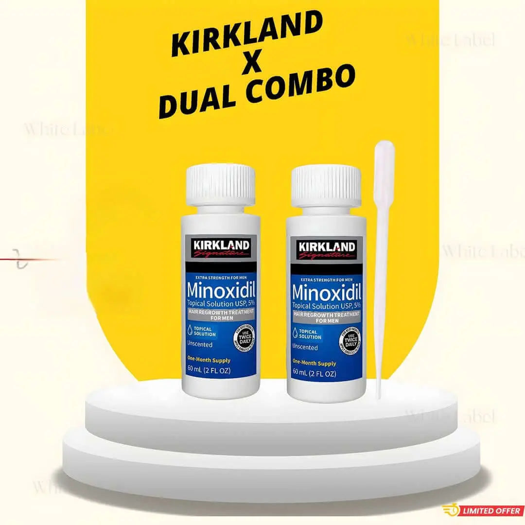 Kirkland Minoxidil 5% Extra Strength Men Hair Regrowth, 2 Month Supply + DROPPER Bwetinde B Enterprises