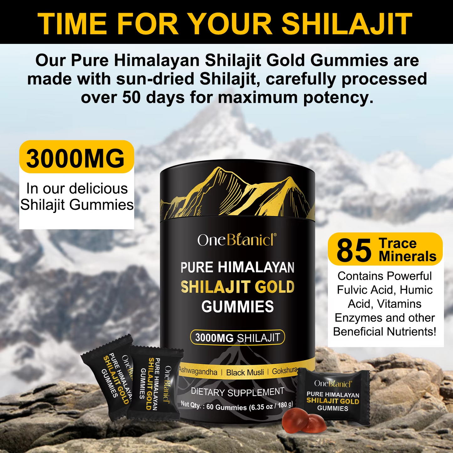 Gold Shilajit Gummies Boost Energy Immune Support Multiple Minerals Fulvic Acid Shilajit Resin Gummies