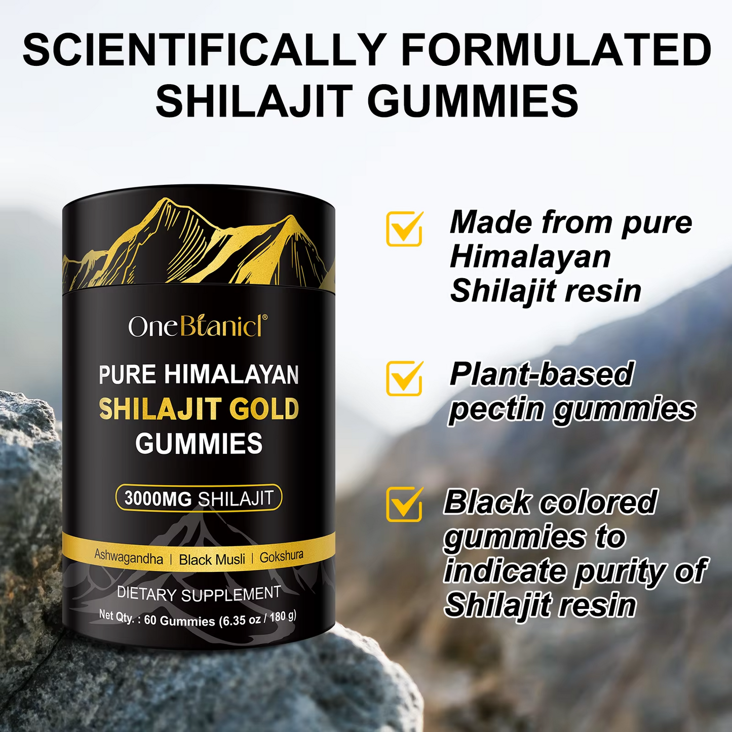 Gold Shilajit Gummies Boost Energy Immune Support Multiple Minerals Fulvic Acid Shilajit Resin Gummies