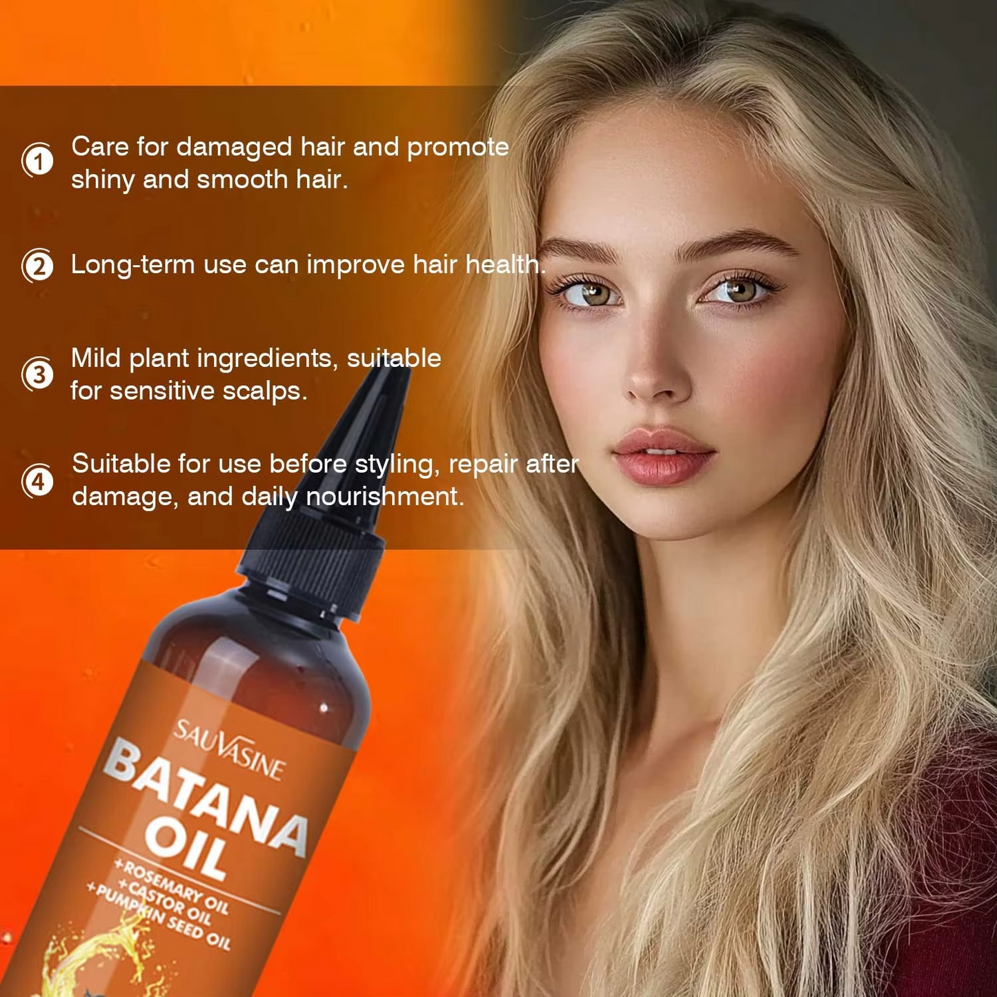 Batana 4-in-1 Vegan Herbal Hair Essential Oil Damaged Hair Nourishing Moisturizing Rosemary Pumpkin Seed Oil