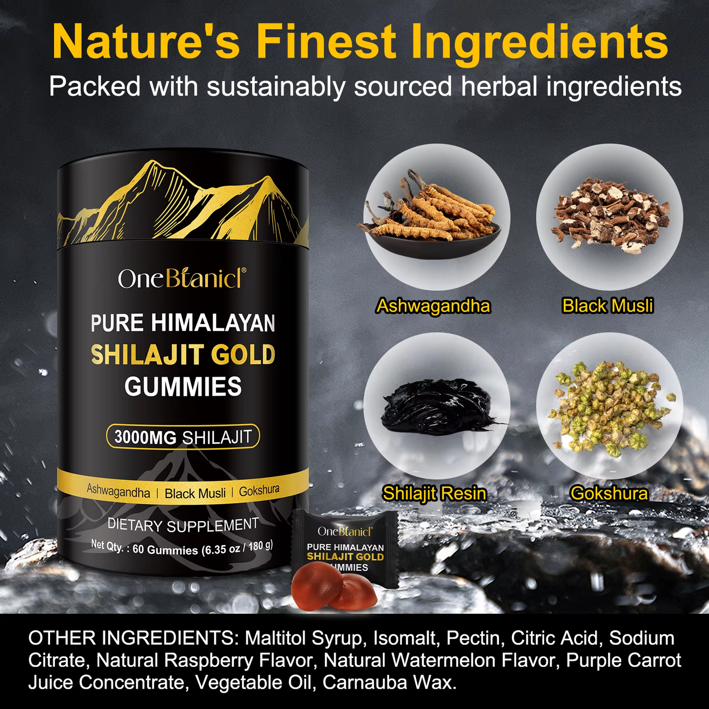 Gold Shilajit Gummies Boost Energy Immune Support Multiple Minerals Fulvic Acid Shilajit Resin Gummies
