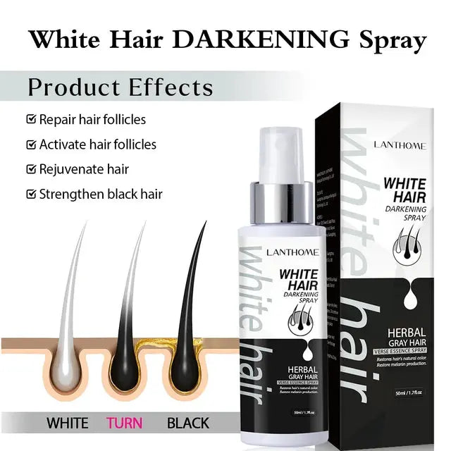 White Hair Treatment Darkening Spray Herbal,White To Black Natural Nourish Beard Hair Anti Loss Hair Care Bwetinde B Enterprises