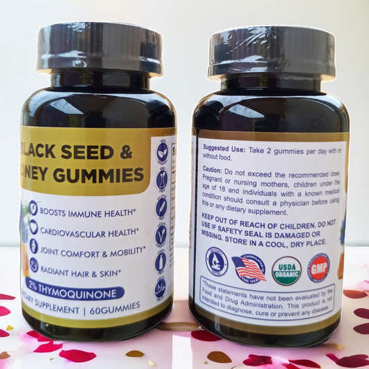 Black Seed Oil & Honey Gummies - 60 Count Immune Support with 2% Thymoquinone Bwetinde B Enterprises