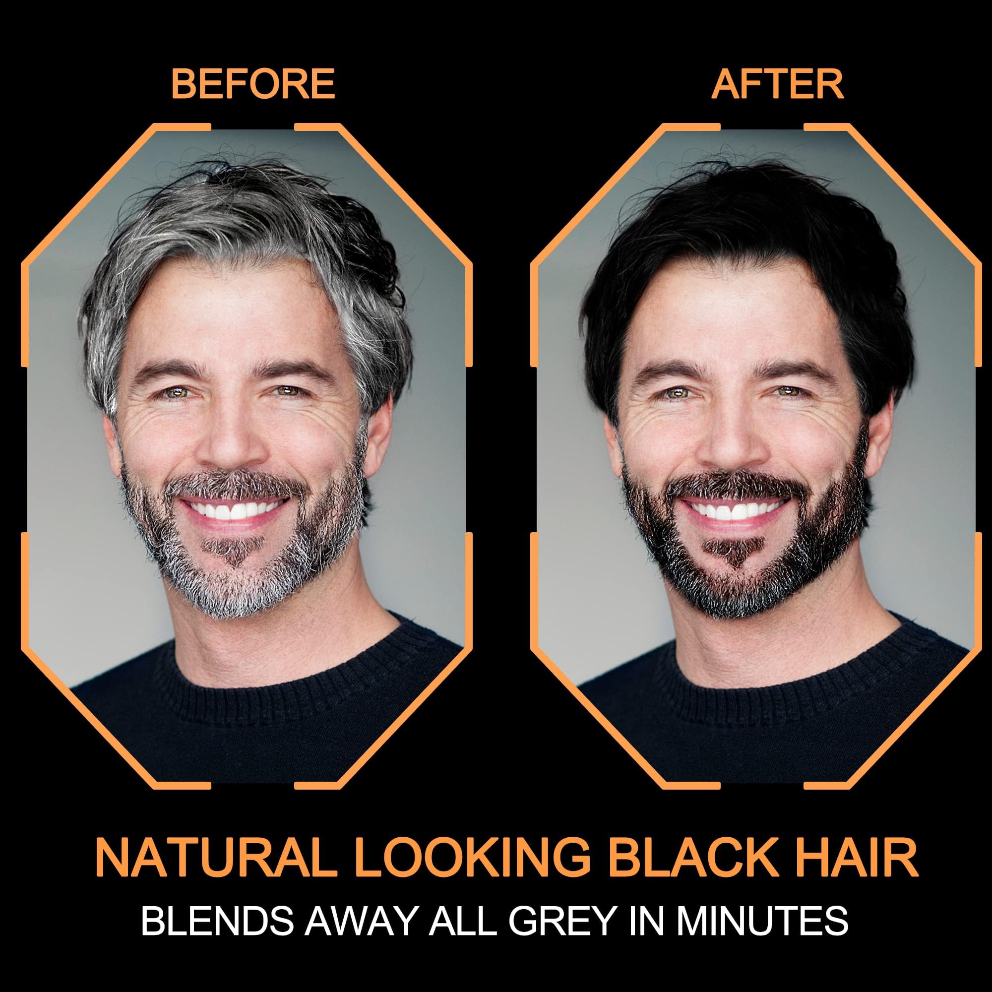 VOJO Black Hair Dye Shampoo 500ml - Instant Grey Coverage - Ammonia Free