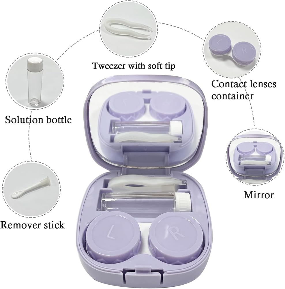 Contact Lens Case Travel Kit - Complete Set with Mirror & Tweezers