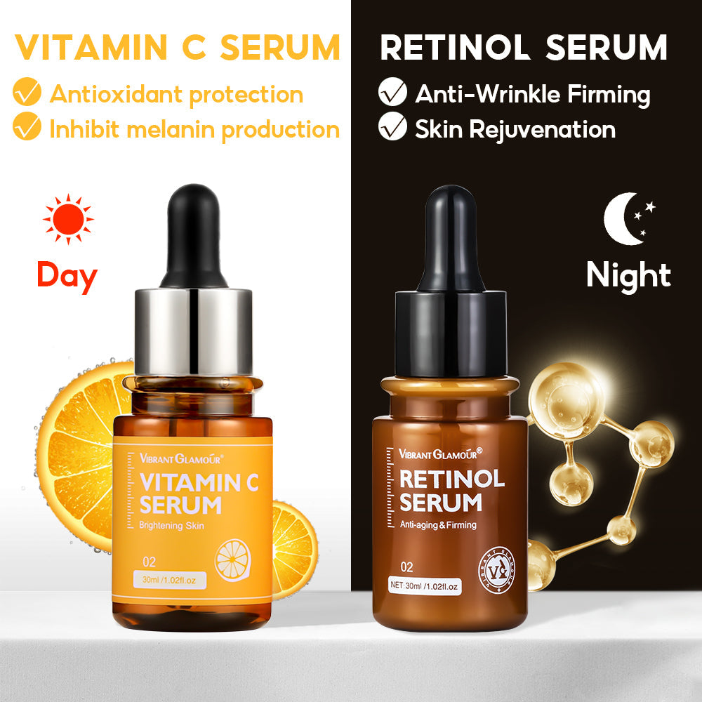 Vibrant Glamour Retinol + Vitamin C Serum Set - Anti-Aging Duo 2pcs