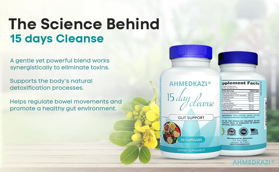 15 Day Gut Cleanse & Colon Detox - 30 Capsules with Senna & Psyllium