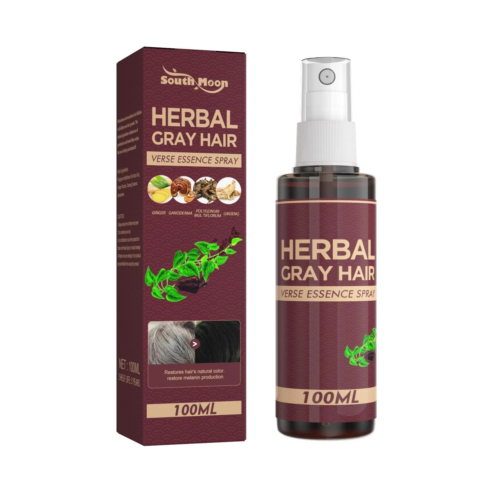Gray Hair Reverse Spray - Herbal Hair Darkening Essence 4 Week Treatment