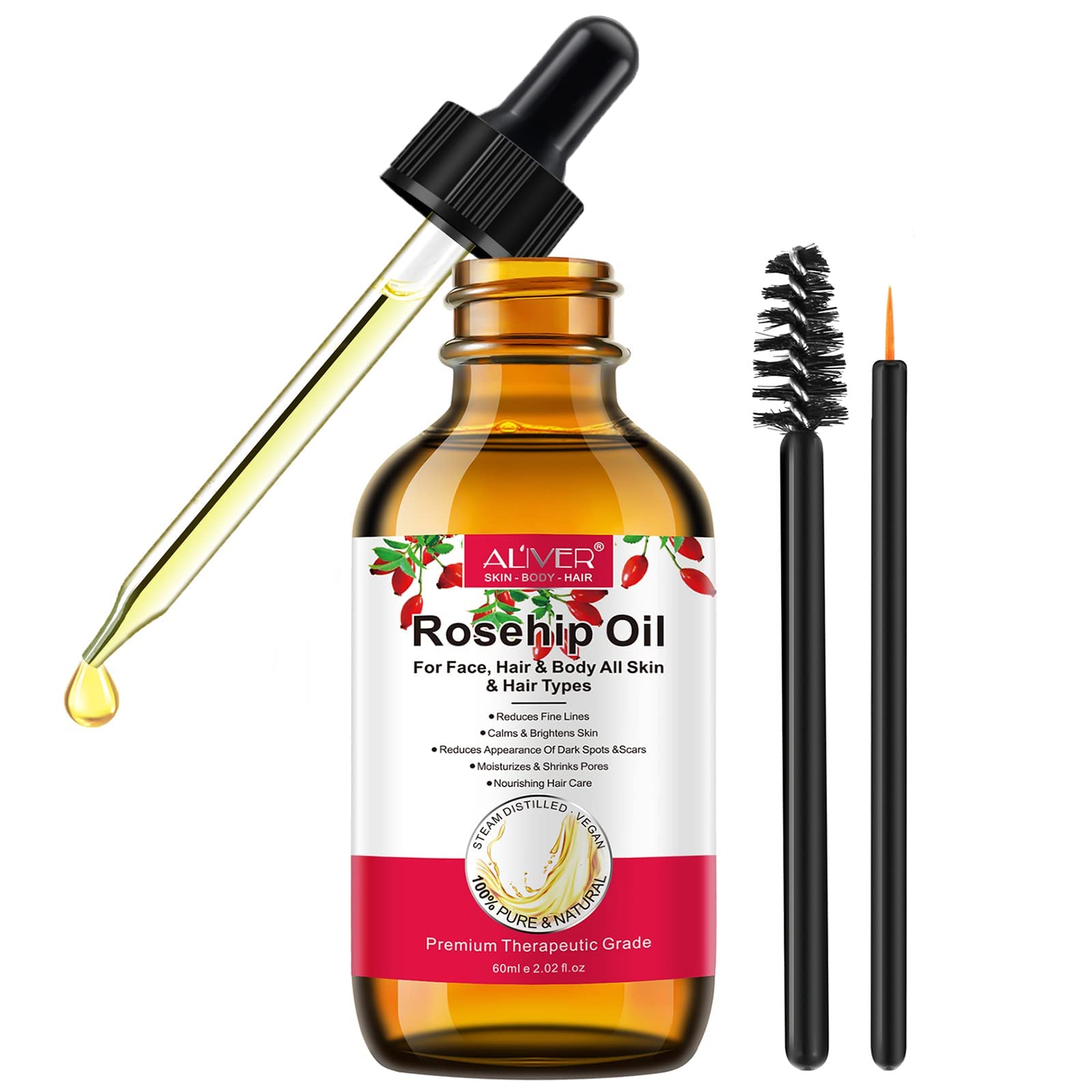 Aliver Organic Rosehip Oil - Cold Pressed for Face, Hair & Nails
