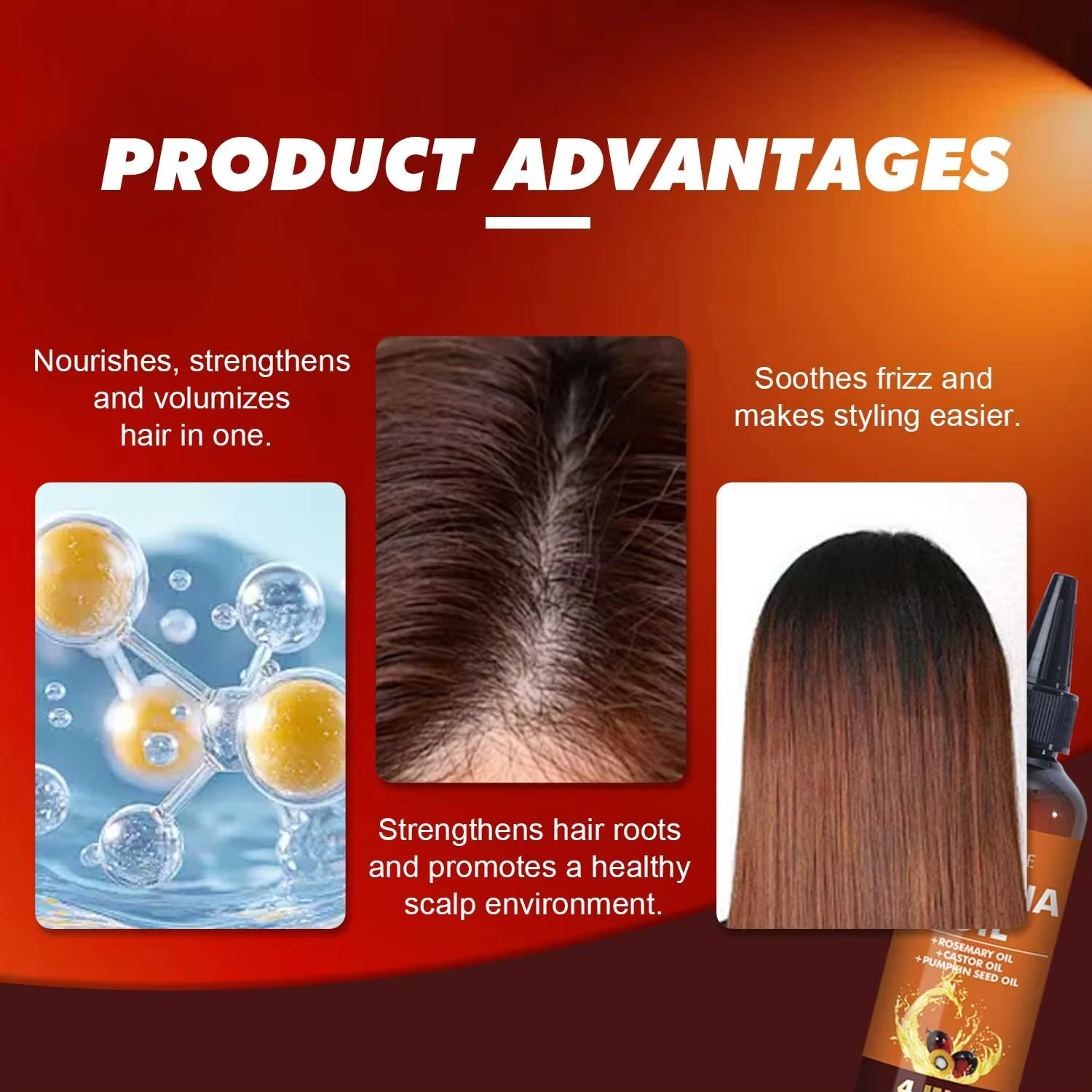 Batana 4-in-1 Vegan Herbal Hair Essential Oil Damaged Hair Nourishing Moisturizing Rosemary Pumpkin Seed Oil