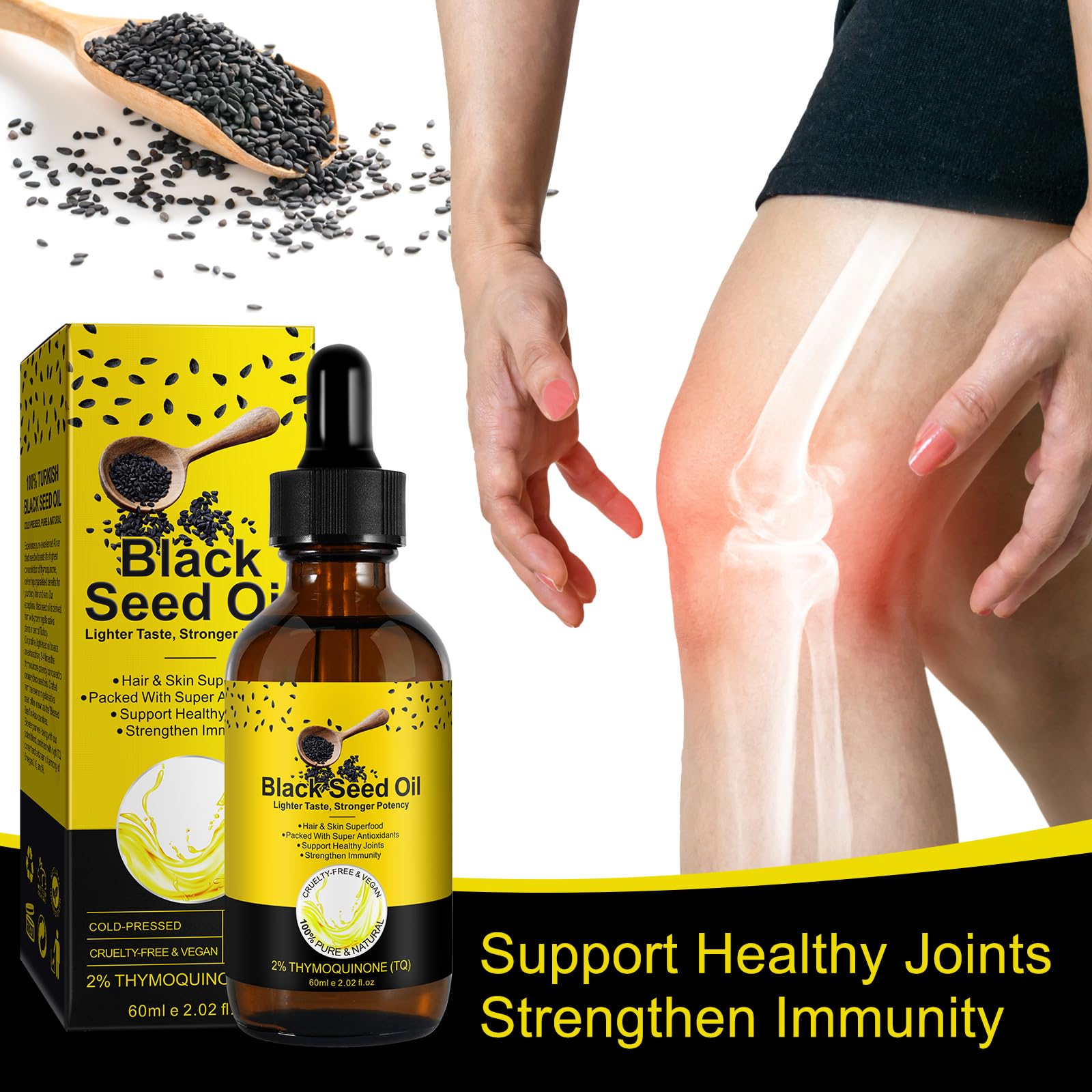 Organic Black Seed Oil - High TQ with Omega 3, 6, 9 for Hair & Skin
