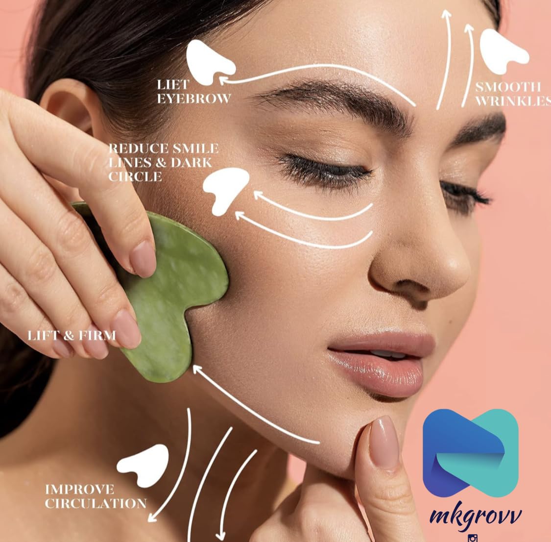 Jade Facial Roller & Gua Sha Set - Face Massager for Anti-Aging