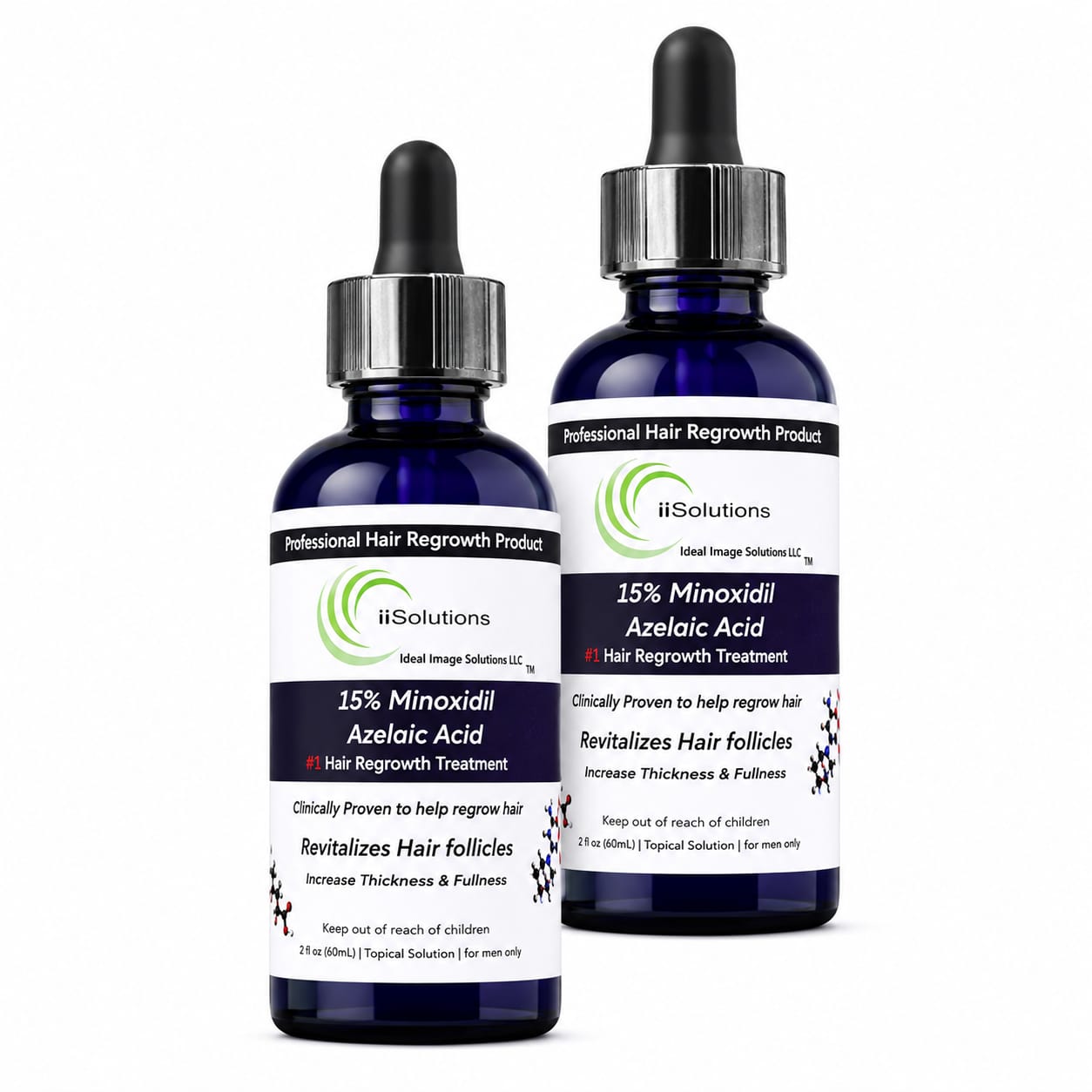 IiSolutions 15% Minoxidil with Azelaic Acid Hair Regrowth Solution 60ml