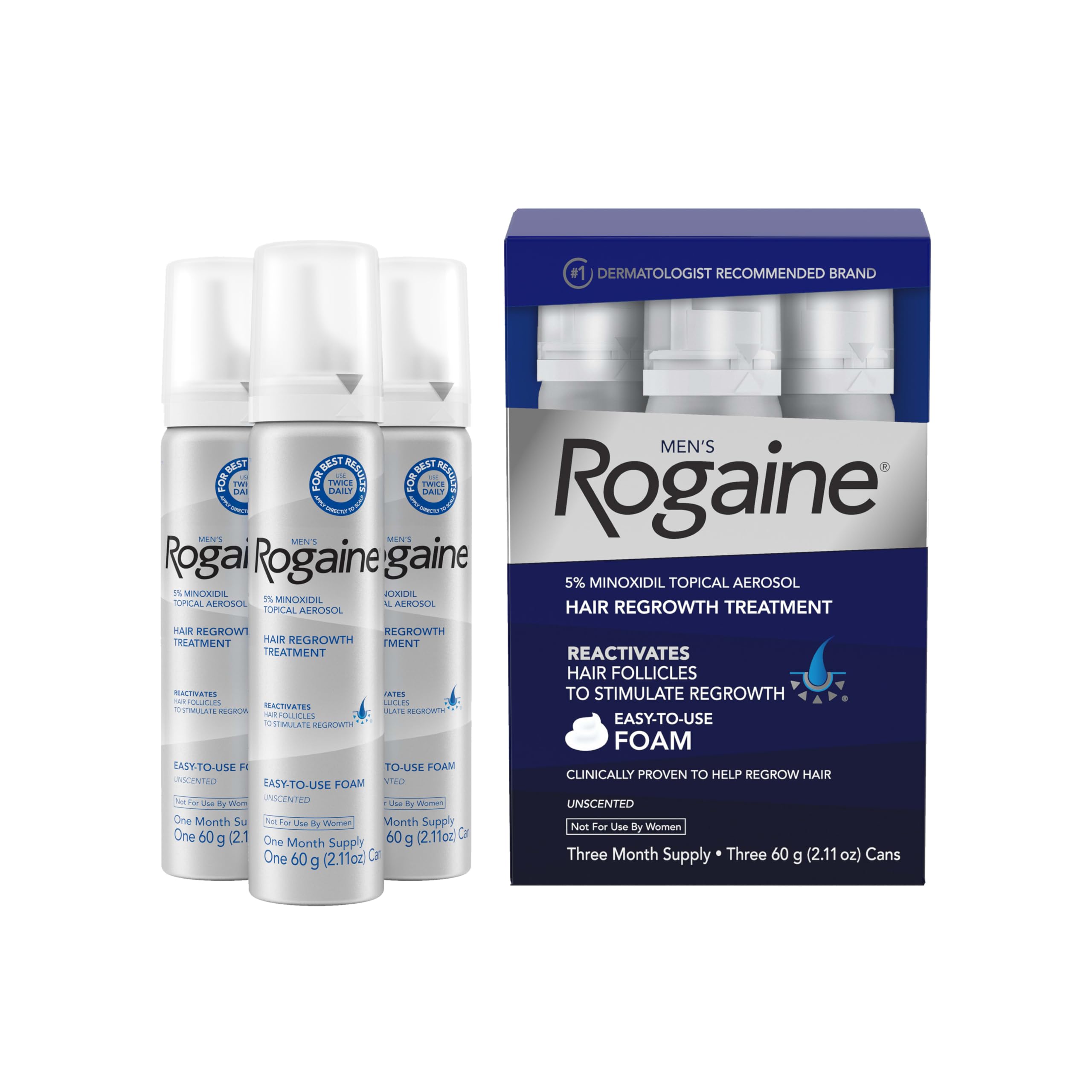 Men's ROGAINE® 5% Minoxidil Unscented Foam - 3-Month Supply