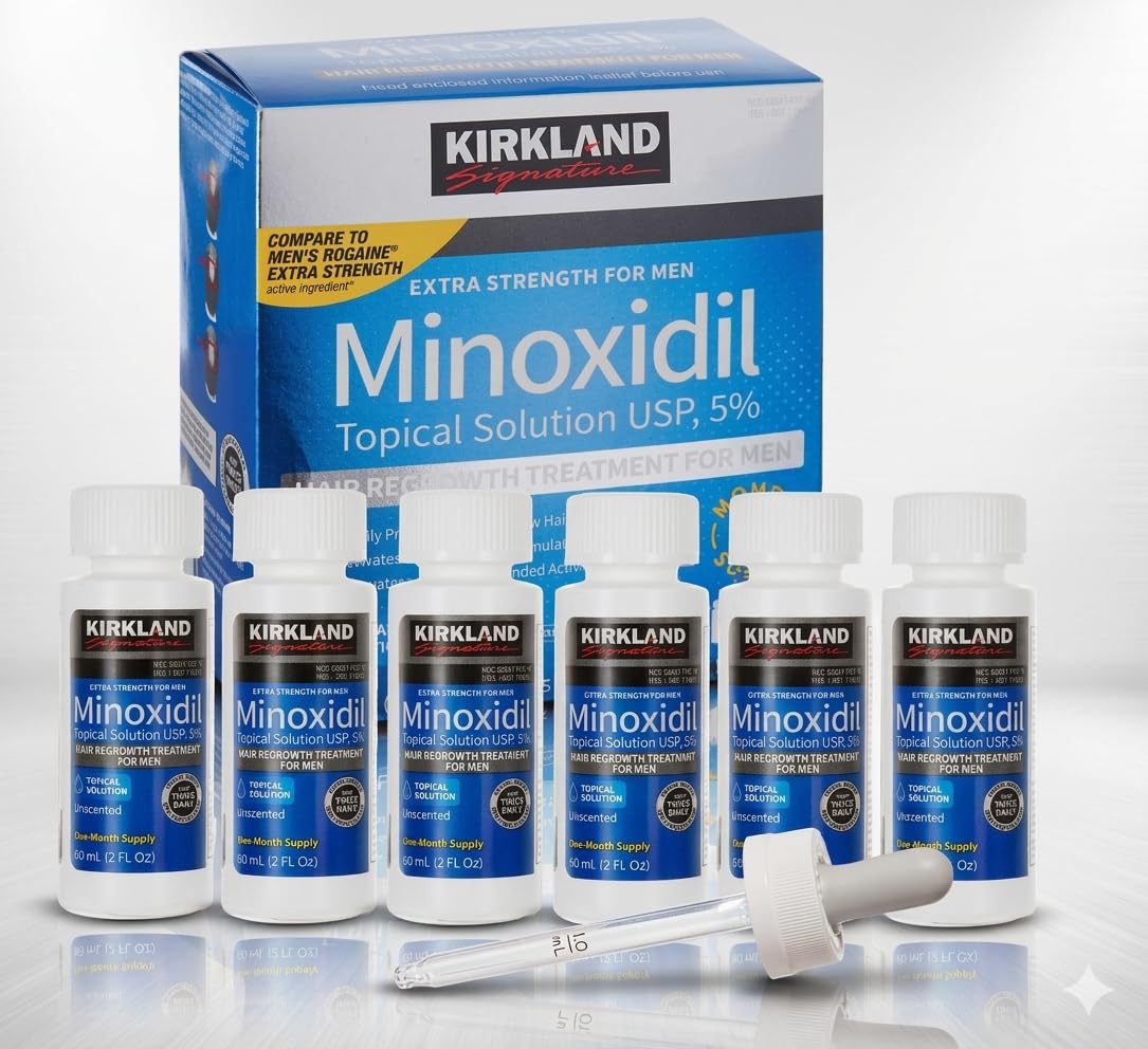 Minoxidil Topical Solution USP 5%, Extra Strength Hair Regrowth Treatment for Men, 6 Months Supply