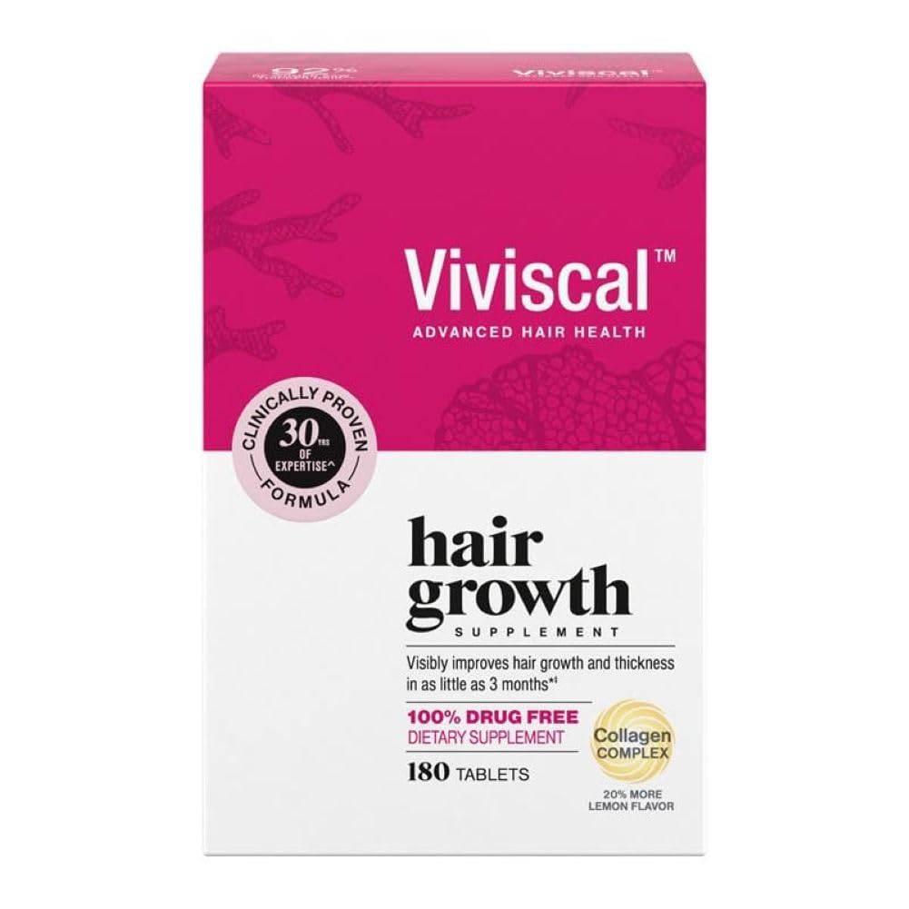 Hair Growth Supplements for Women, Thicker Fuller Hair Support for Thinning Hair and Hair Loss, with Biotin and Marine Collagen, Drug-Free, 180 Tablets, 90-Day Supply