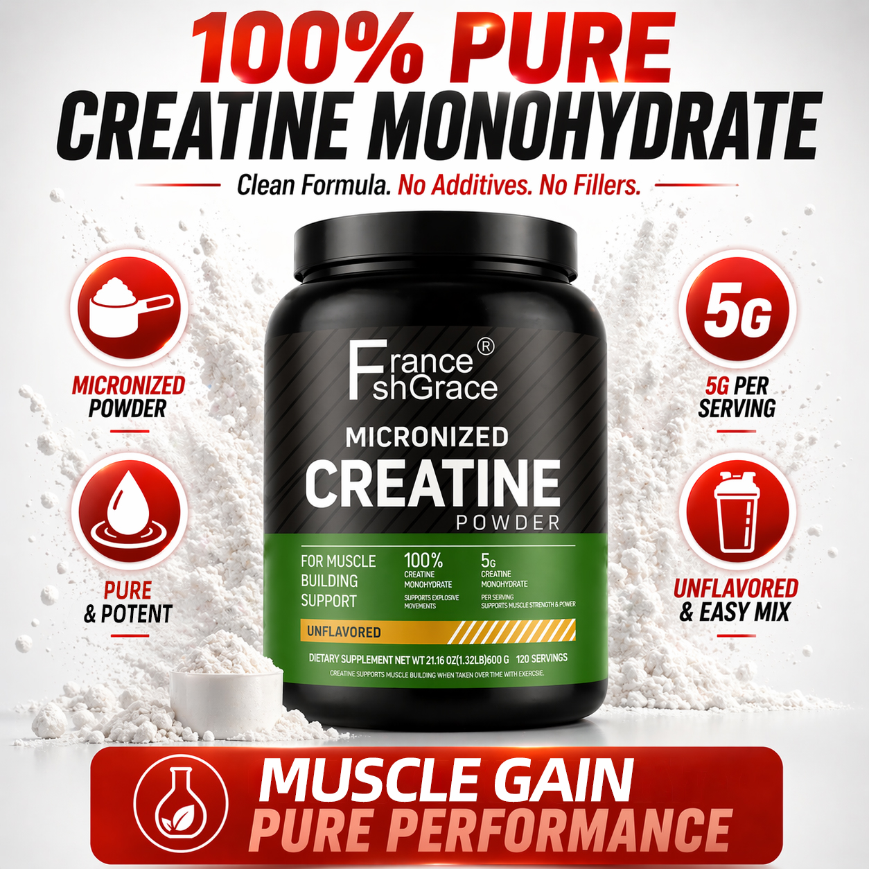 Creatine Powder Micronized Creatine Powder Support Pre Workout Energy Creatine Monohydrate Powder