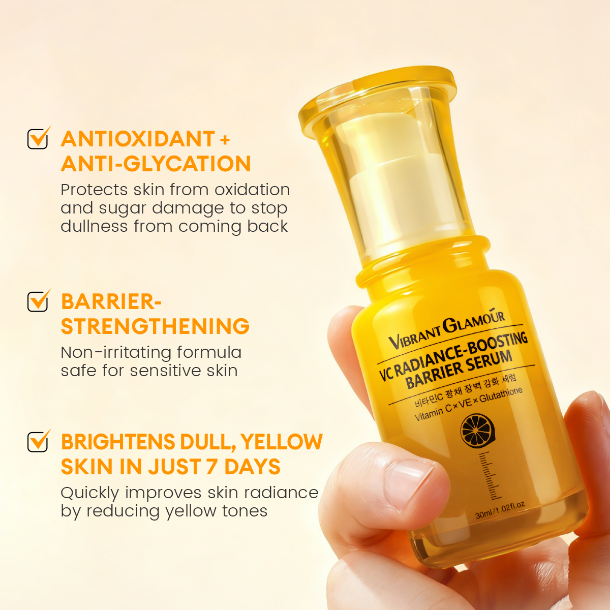 VIBRANT GLAMOUR Vitamin C VC Radiance-Boosting Barrier Face Serum 30ML