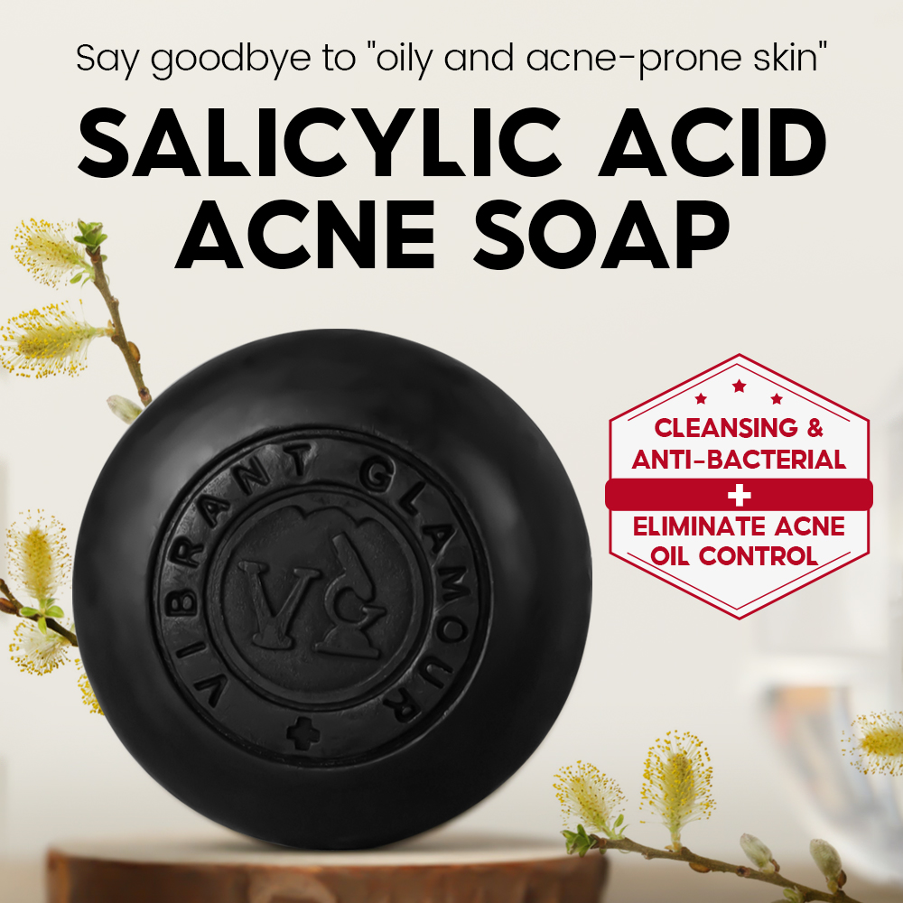VIBRANT GLAMOUR Pore Skin Face Deep Cleansing Acne Body Wash Bath Soap Salicylic Acid Soap