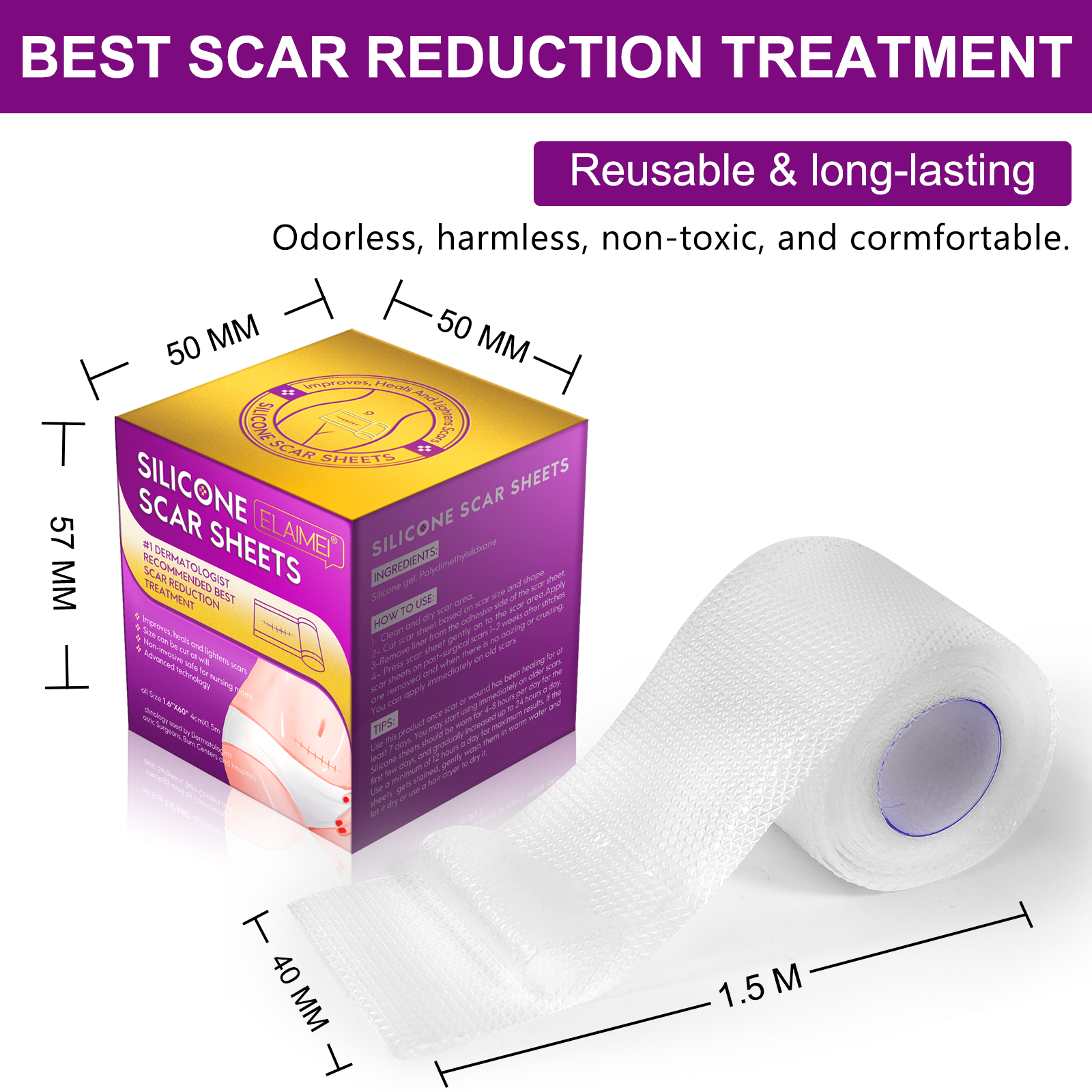  Elaimei Scar Removal Treatment Transparent Waterproof Silicone Scar Sheet