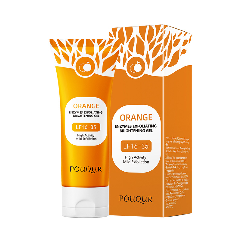 POUQUR Orange Enzyme Face Wash Turmeric Lotion Oil Vitamin C Whitening Exfoliating Gel 