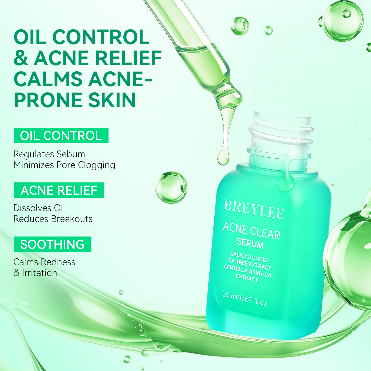 BREYLEE New Arrival OiL Control REPAIRS ACNE CLEAR 20ML SERUM