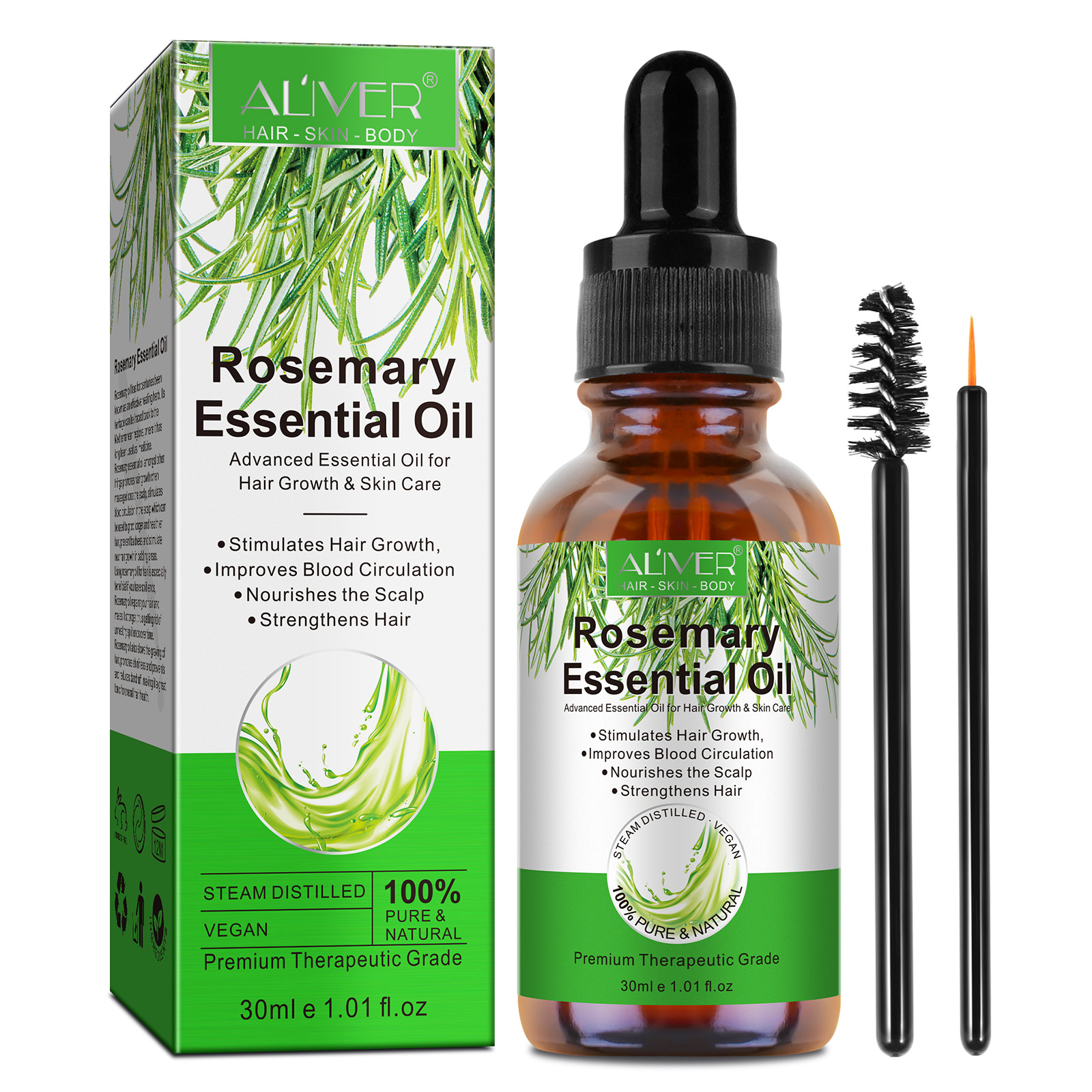 30ml ALIVER Private Label Natural Organic Rosemary Essential Oil Women Black Hair Care Products Rosemary Oil Hair Growth