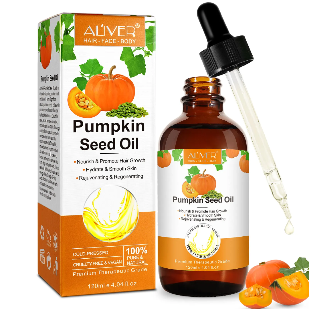 Aliver Pumpkin Seed Oil for Scalp Care, Smoothing Split Ends, Natural Alternative to Hair Serum & Dht Blocker