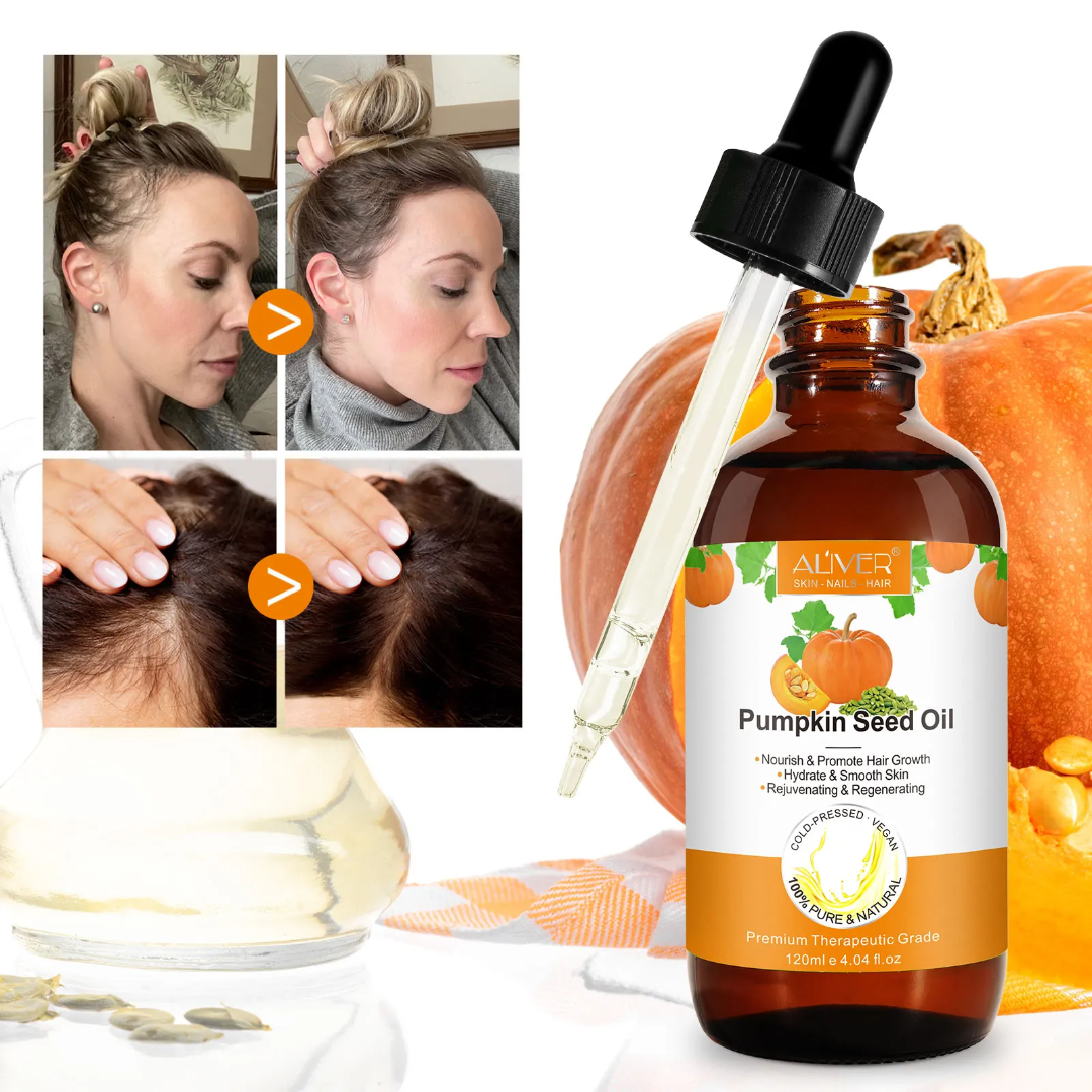 Aliver Pumpkin Seed Oil for Scalp Care, Smoothing Split Ends, Natural Alternative to Hair Serum & Dht Blocker