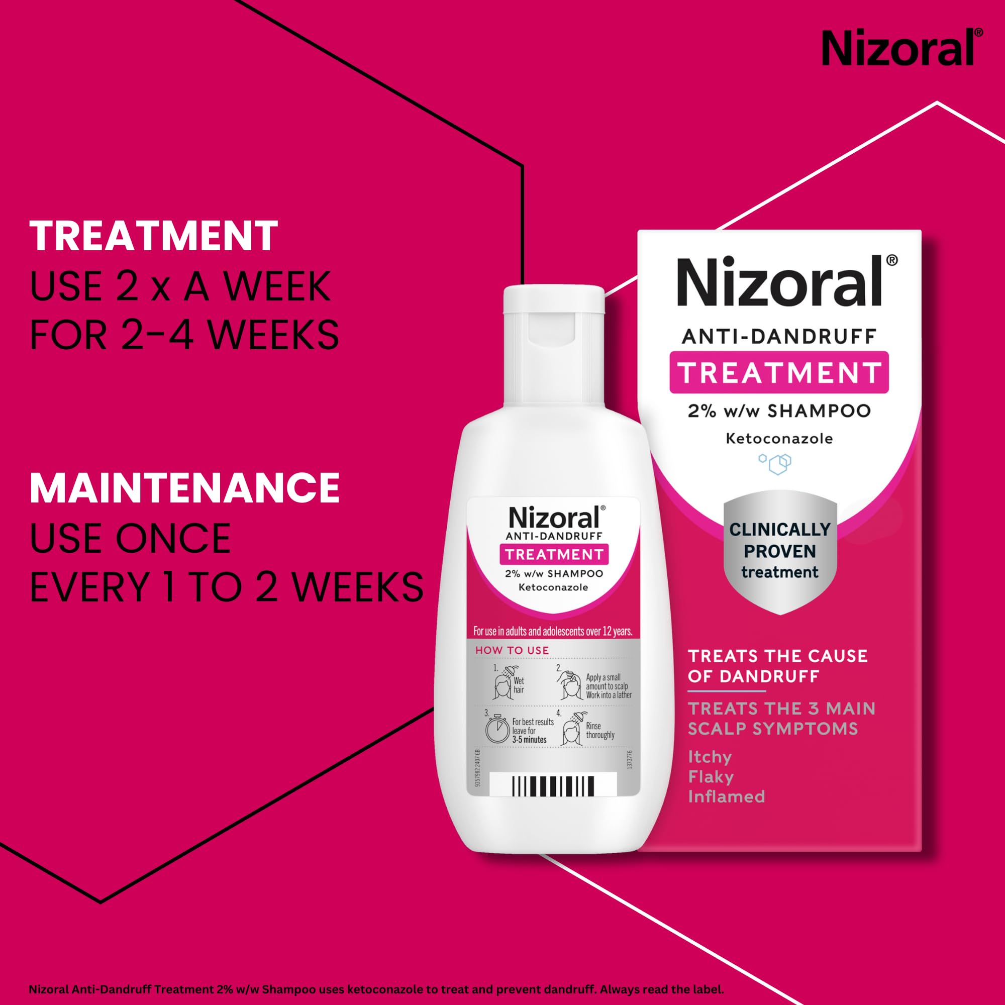 Nizoral Anti-Dandruff Treatment Shampoo with Ketoconazole, 60ml