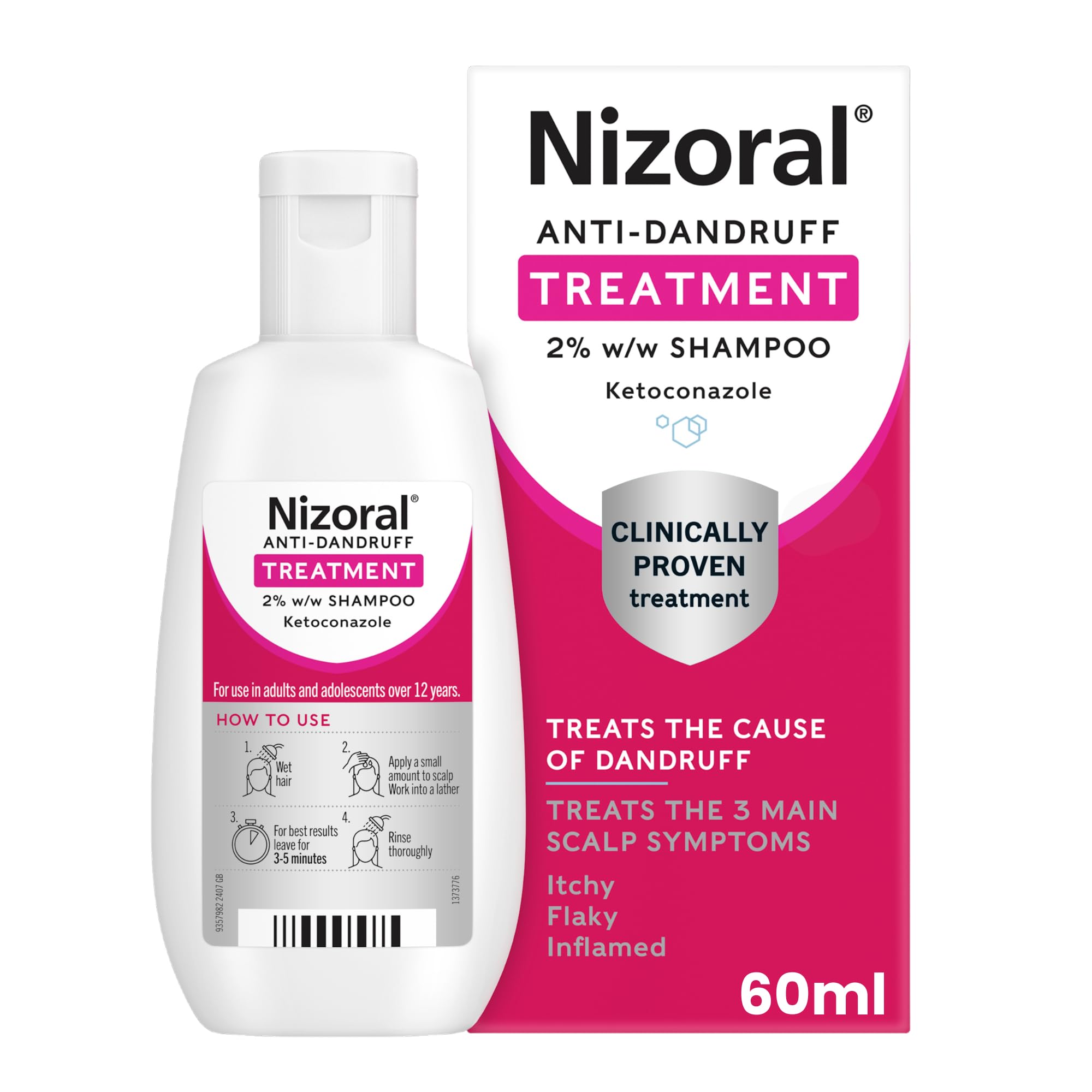 Nizoral Anti-Dandruff Treatment Shampoo with Ketoconazole, 60ml