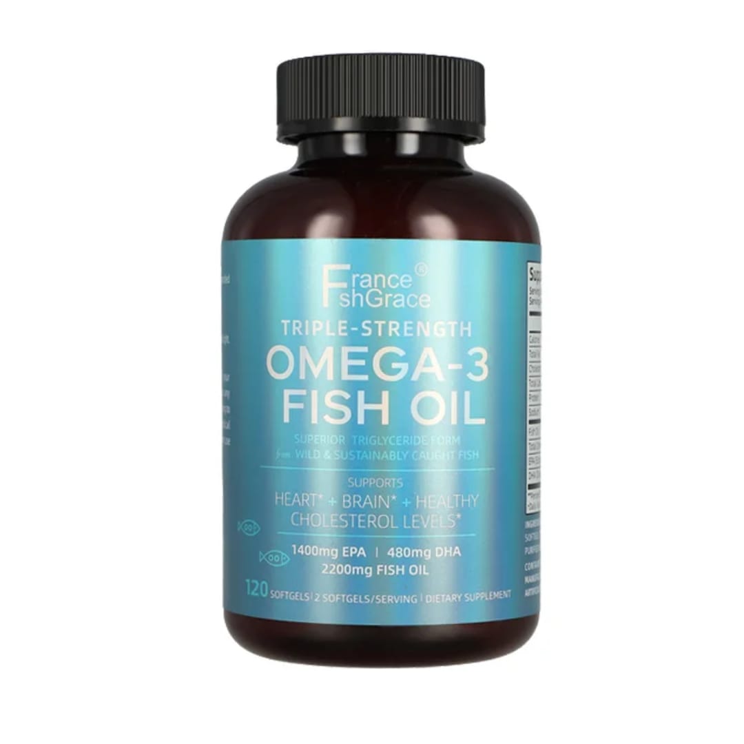 FranceshGrace Triple-Strength Omega-3 Fish Oil – 2200mg, 1400mg EPA, 480mg DHA – 120 Softgels