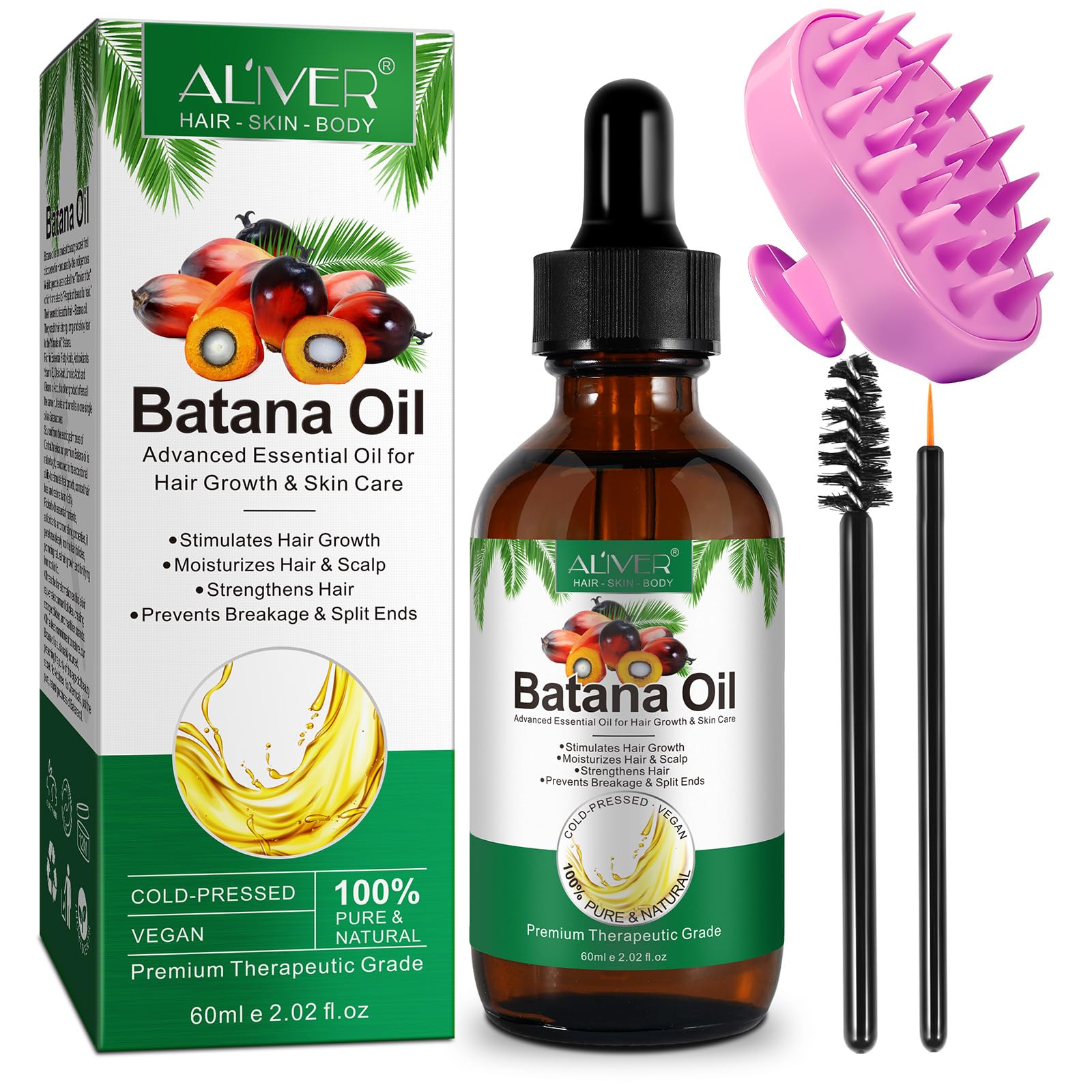 Batana Oil for Hair Growth 2.02 Fl Oz with Scalp Massage