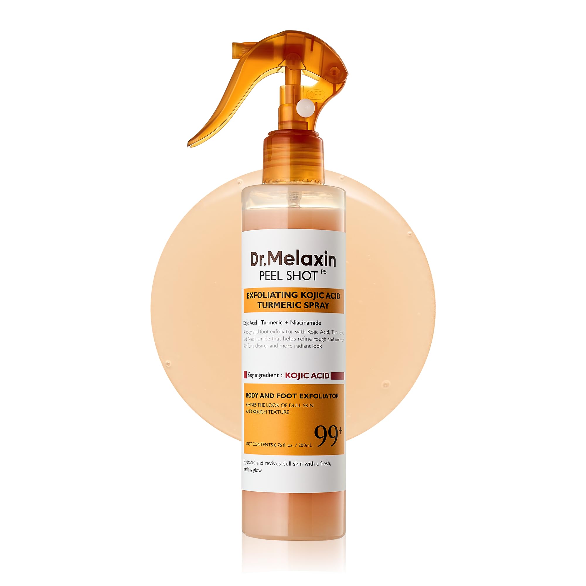 Dr.Melaxin Body Keratin Care Kojic Acid Turmeric Exfoliating Peeling Spray for Brightening and Even Tone for Face and Body All Skin Types 200ml