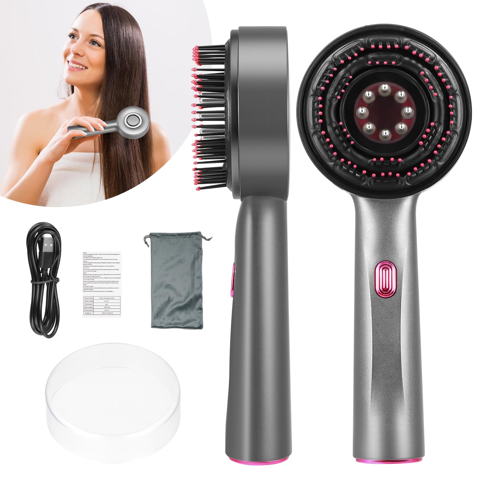 Scalp Massager Electric Red Light Therapy Cordless Portable Head Massager