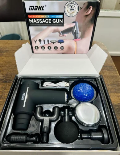 MDHL Massage Gun with Hot & Cold Compress – Deep Tissue Percussion Massager with Multiple Attachments, Variable Speed Levels, Compact Design for Muscle Recovery & Pain Relief