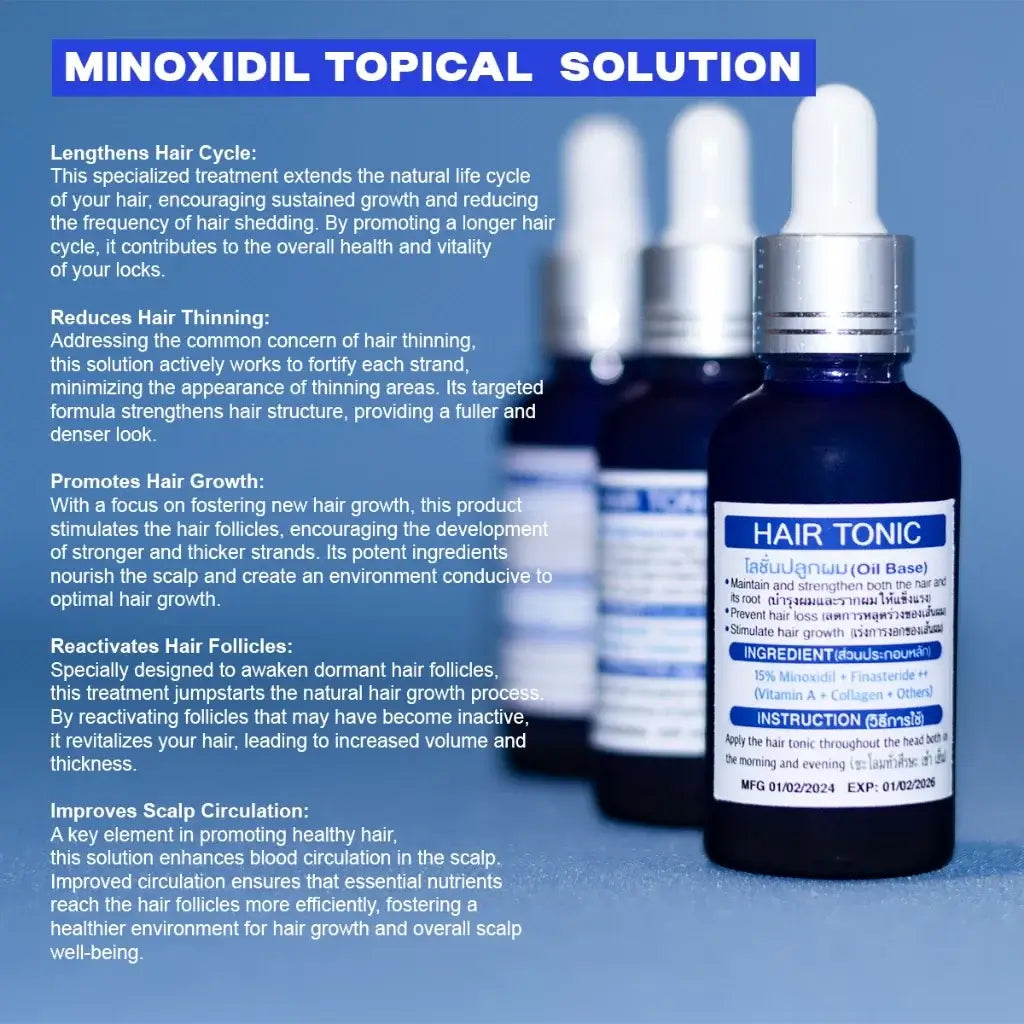 15% Minoxidil + Finasteride Hair Growth Tonic - Vitamin A & Collagen