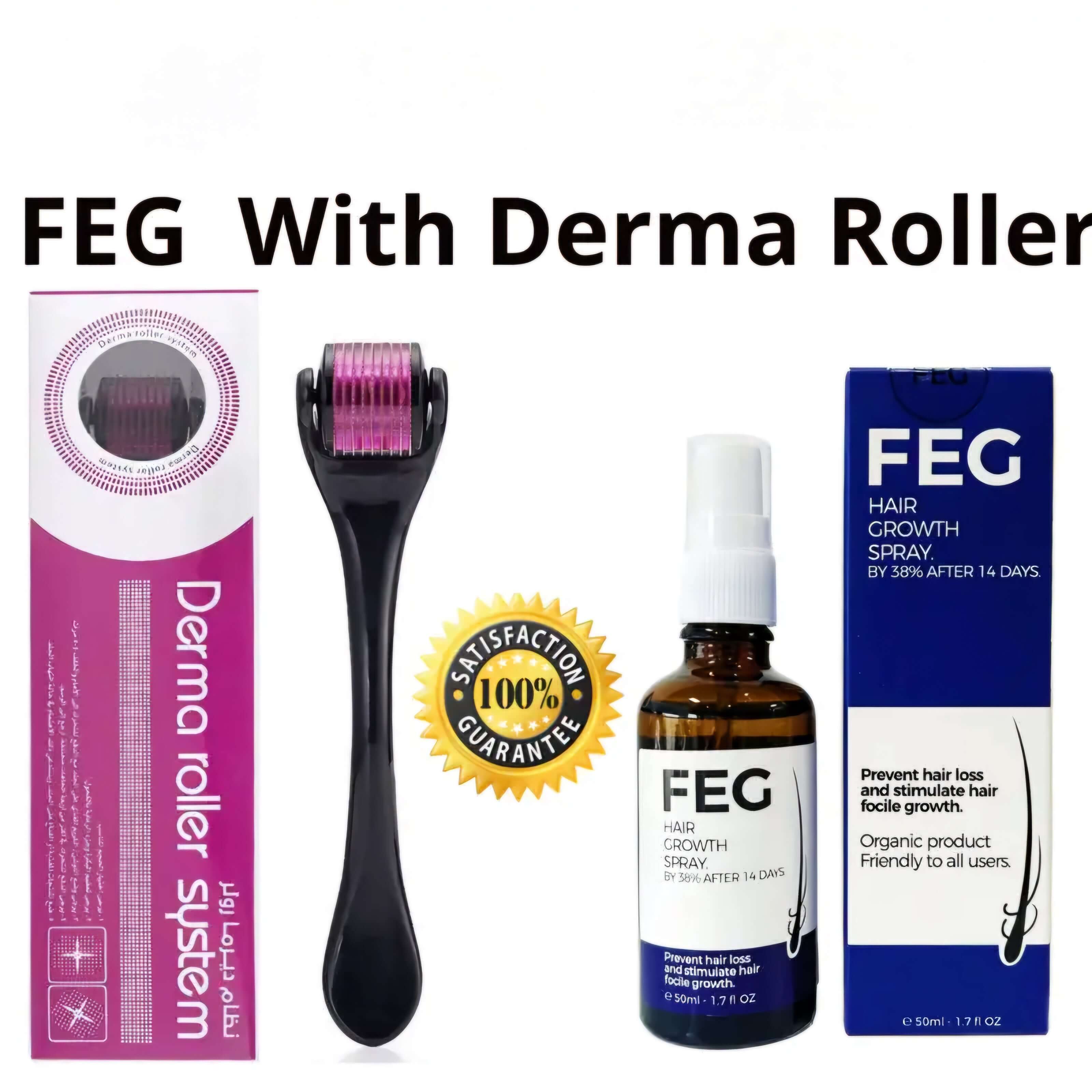 FEG Hair & Beard Growth Serum Kit with Derma Roller