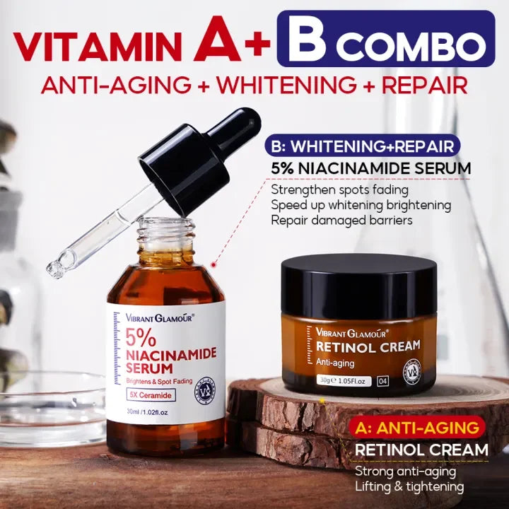 Niacinamide 5% Serum + Retinol Cream Set - Anti-Aging Skin Barrier Repair